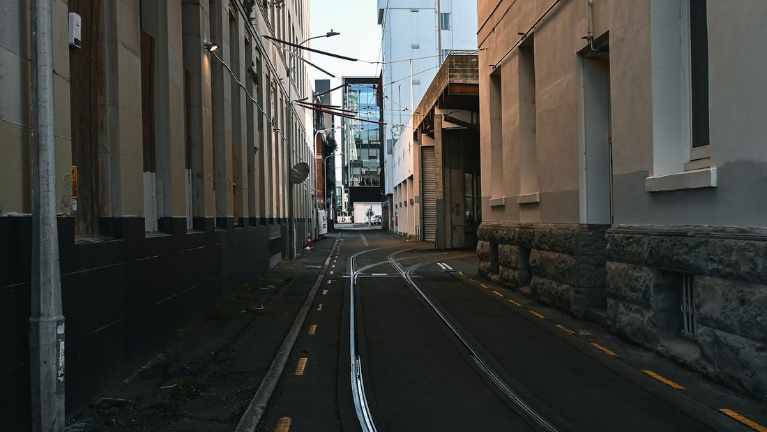 A narrow laneway lined with shopfronts in Christchurch Central City
